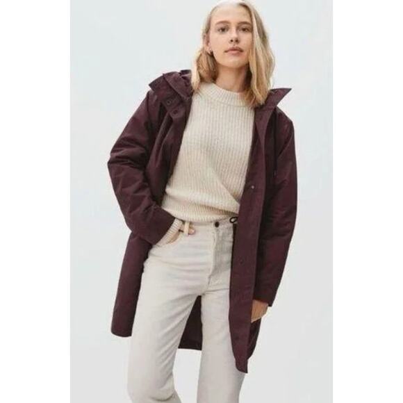 EVERLANE Womens The ReNew Anorak Rain Coat XXS Maroon Red Water-Repellent NWT